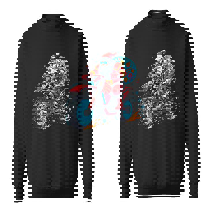 Santa Claus Riding Dirt Bike In a Fun Festive Holiday Ride Tank Top Sweatshirt Unisex