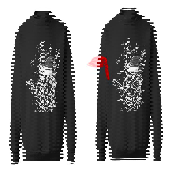 Santa Rock Hand Sign Language Christmas Rock Music Lover Sweatshirt Unisex