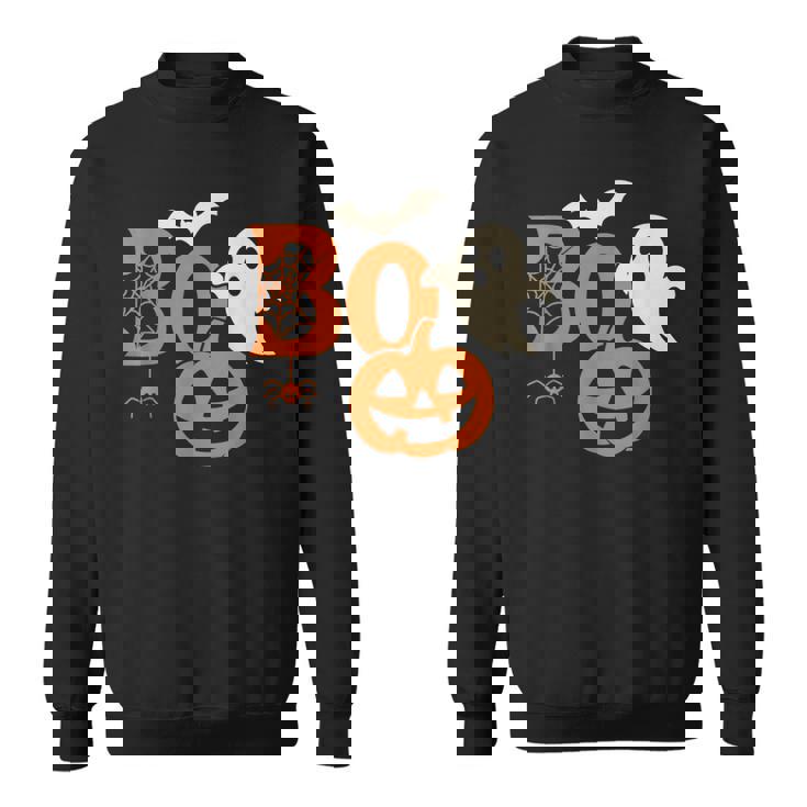 Scary Bold Boo Halloween Ghost Pumpkin Bat Spider Sweatshirt Unisex