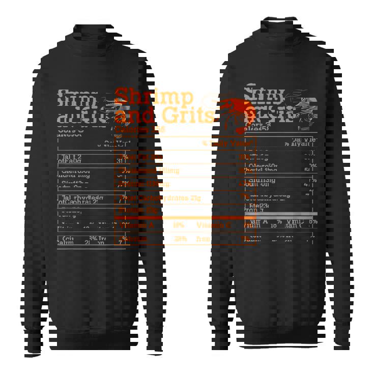 Shrimp And Grits Nutrition Facts Label Calories Protein Food スウェットシャツ