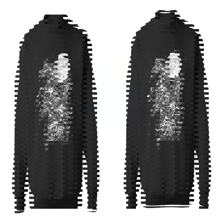Three Horse Moon Día De Los Muertos Skeleton Horse Sweatshirt Unisex