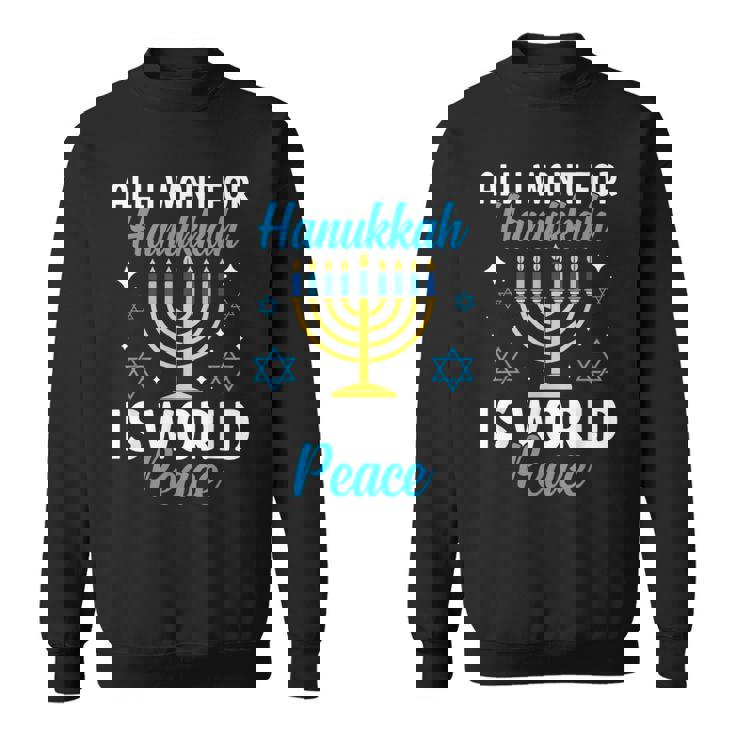 Todo Lo Que Quiero Para Hanukkah Es La Paz Mundial Judía Janucá Adulto Camisa de entrenamiento