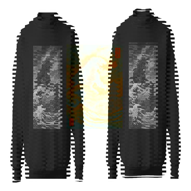 Ukiyo-E Kaiju Gran Ola Arte Monstruo Japonésintage Camisa de entrenamiento