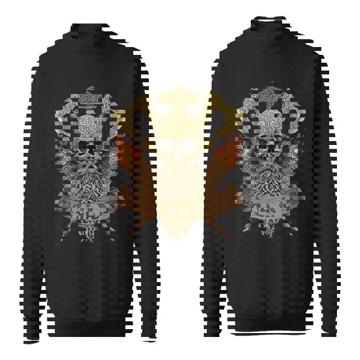 Valhalla Viking Skull Norse Mythology Viking Axe Scroll Tank Top Sweatshirt Unisex