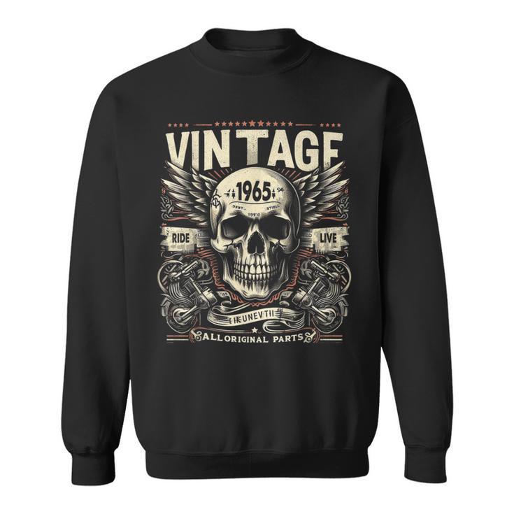 Vintage 1965 Né En 1965 Anniversaire Crâne Motard Moto Sweater e