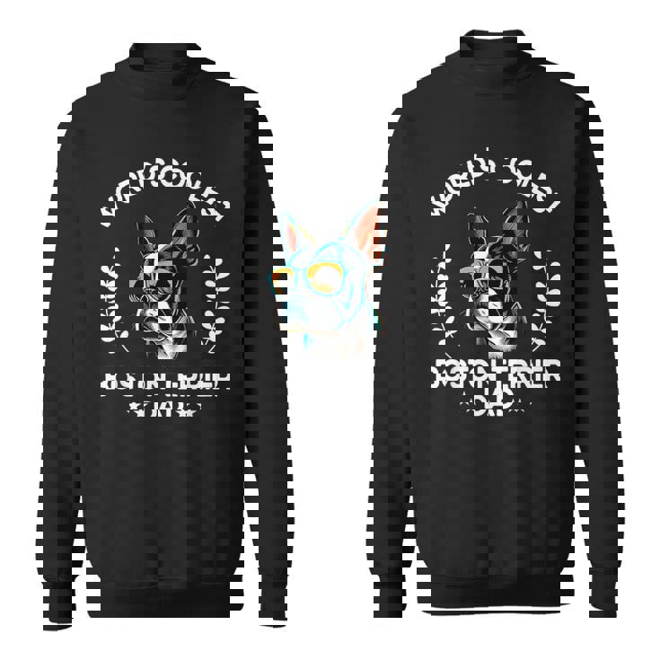 World's Coolest Dog Dad Papa メンズ ボストンテリア スウェットシャツ