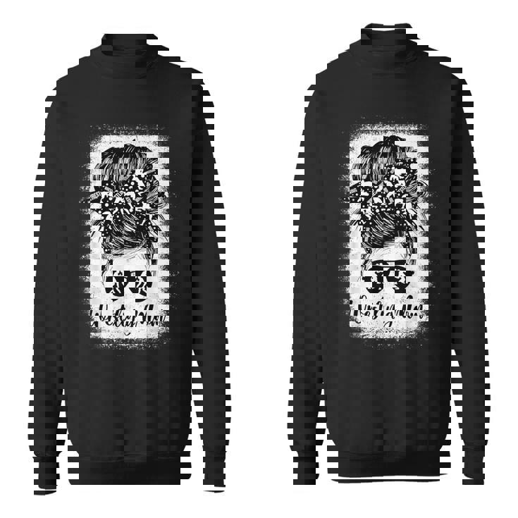 Wrestling Mom Messy Bun Sunglasses Athlete Support Parent Sweatshirt Unisex