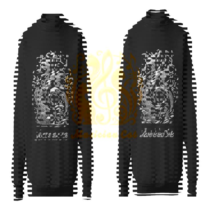 「Musician Cat 」 いつも猫気分 楽器と猫の調べ 音楽記号 猫エンブレム 肉球 スウェットシャツ