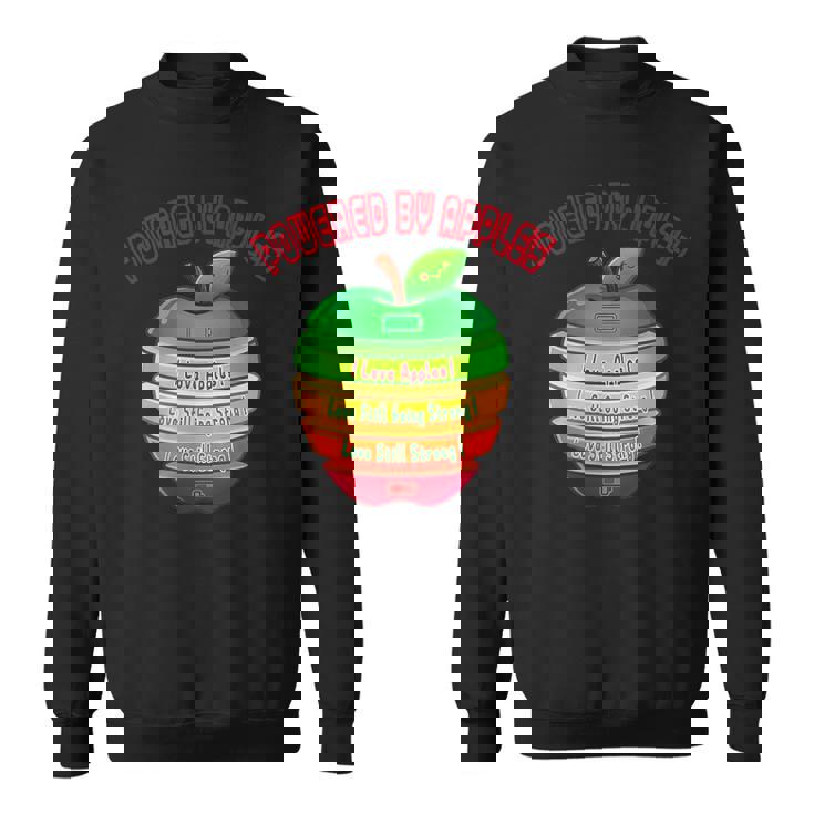 「Powered By Apples（リンゴの力）」リンゴ スライス 充電 バッテリー 残量 おもしろみ 可愛い スウェットシャツ