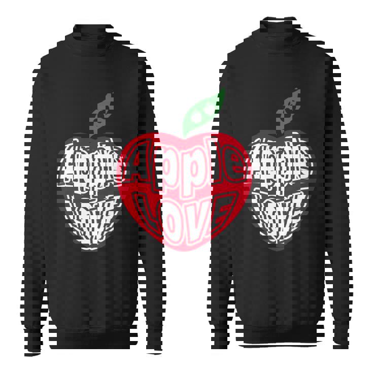 「Red Apple Fresh Fruit 」 ハート型 Love りんご フルーツ ユニークデザイン 長袖tシャツ スウェットシャツ