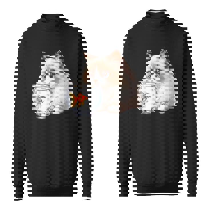 おさるのラグドール 猫と金魚 スウェットシャツ