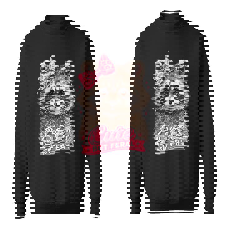 かわいいけど野生的な面白いアライグマの弓ミームかわいい動物のユーモア 長袖tシャツ スウェットシャツ