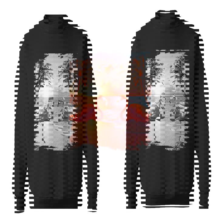 かわいいカラフルなフラミンゴヤシの木 スウェットシャツ