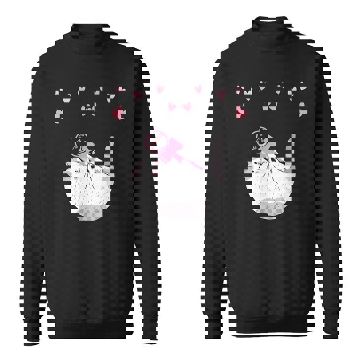 かわいい毛糸の猫はけん玉ハートを弾く スウェットシャツ
