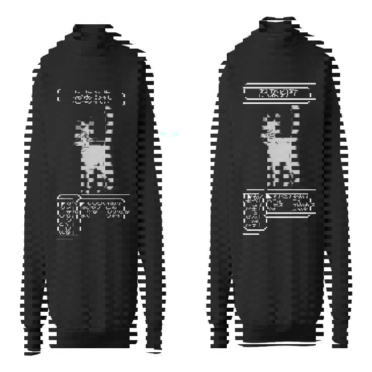 ねこがあらわれた！ 猫好き ゲーム好き ネコ飼い ネコママ 猫ママ ネコパパ 猫パパ Rpg ゲーム 猫 ねこ ネコ 長袖tシャツ スウェットシャツ