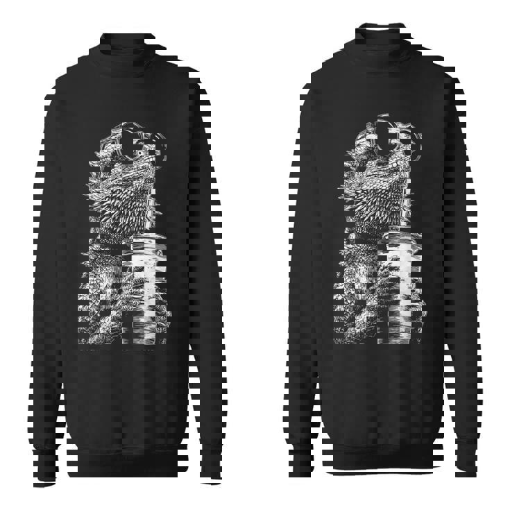 ひげを生やしたドラゴン 飲むアイスコーヒー 面白い動物 ミーム グランジ スウェットシャツ