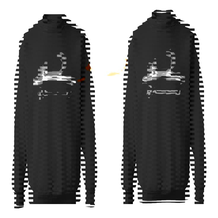 みょーーーん 猫 ネコ ねこ 三毛猫 愛猫 伸びる ジャンプ シンプル ほのぼの かわいい メンズ レディース キッズ スウェットシャツ