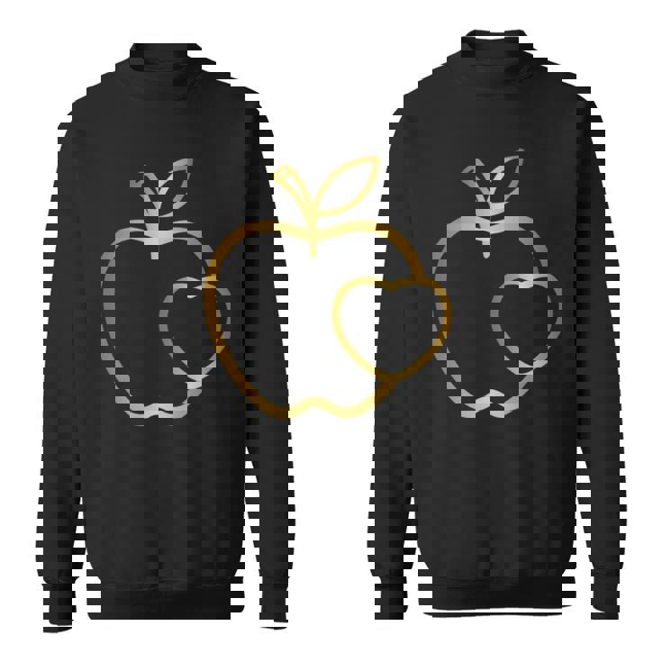 りんご ハート ラインアート かわいい シンプル デザイン 長袖tシャツ スウェットシャツ