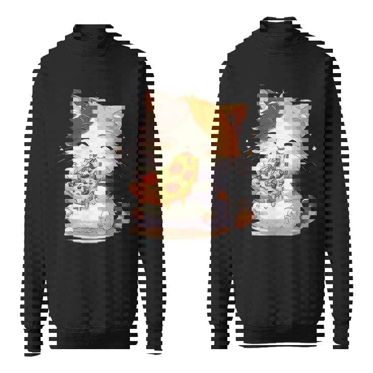 わがまま猫 ピザねこ ラーメン好き かわいい おもしろ マンガ スウェットシャツ