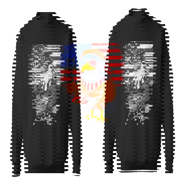 アメリカの白頭鷲、アメリカ国旗、バーベキュー、肉のグリル、愛国心、独立記念日、愛国心、誇り高きアメリカ人 スウェットシャツ