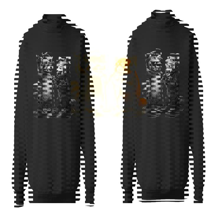 アライグマ レッサーパンダ バンド 音楽 バイブ レトロ 動物 ロック スウェットシャツ