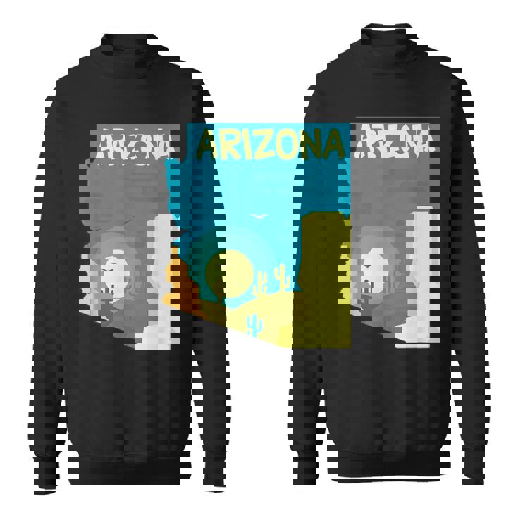 アリゾナ州の地図、モダンな抽象的なアリゾナ砂漠、サボテン スウェットシャツ