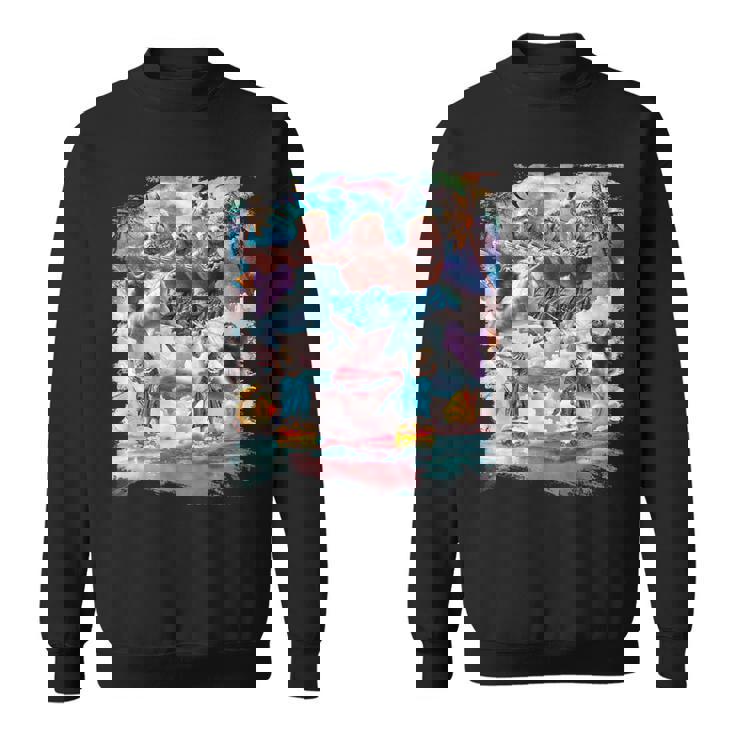 アロハ バーガー 猫 & ピザ ナマケモノ ユニコーン スウェットシャツ