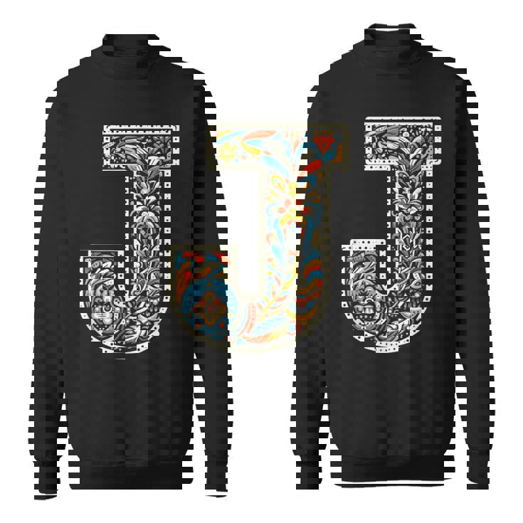 イニシャル 名前 文字 J アルファベット 民芸風 スウェットシャツ