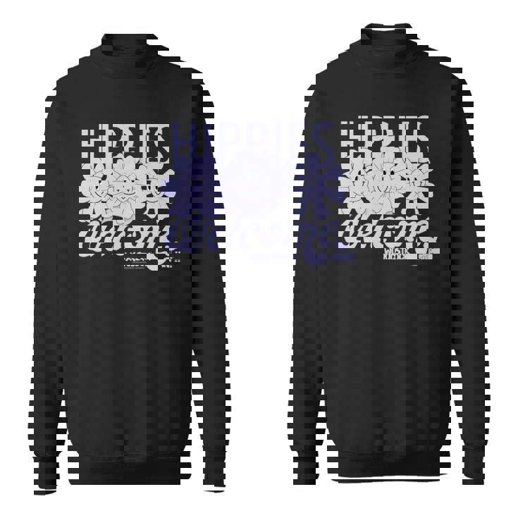 ウッドストック・ヒッピーズ・ウェルカム・スマイリング・フラワーズ 長袖tシャツ スウェットシャツ