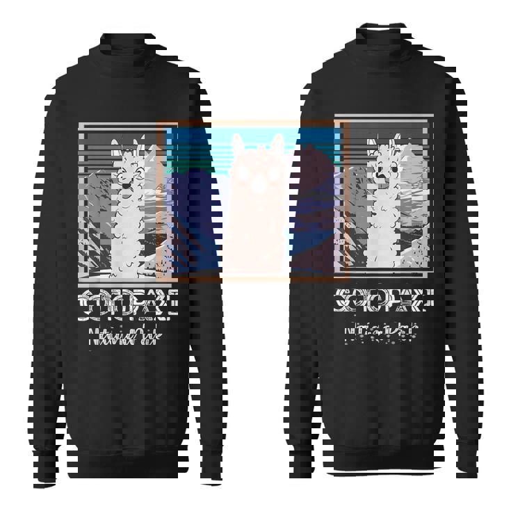 エクアドル山脈コトパクシ国立公園のかわいいラマ スウェットシャツ