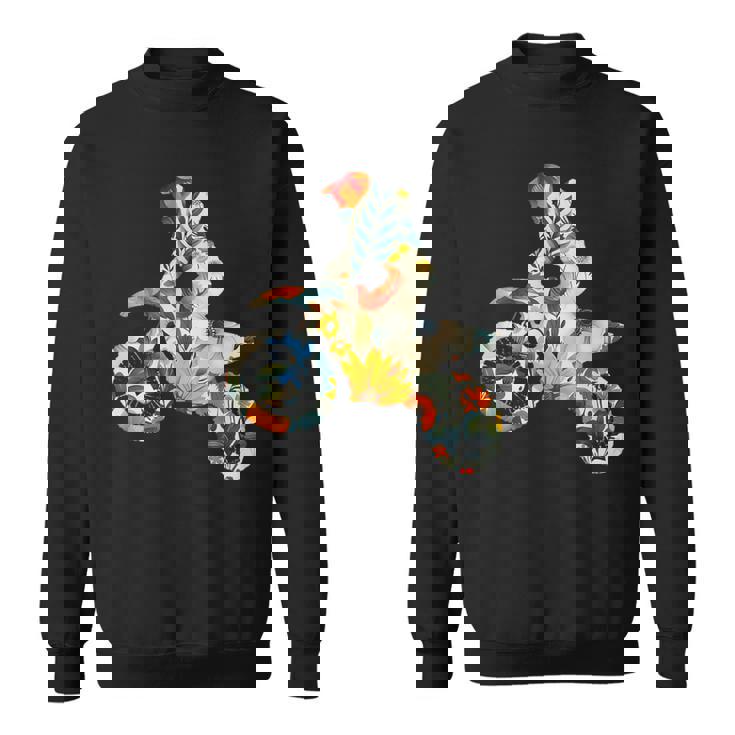 エレガントなシルエット フラワーアートピース フローラル モトクロス スウェットシャツ