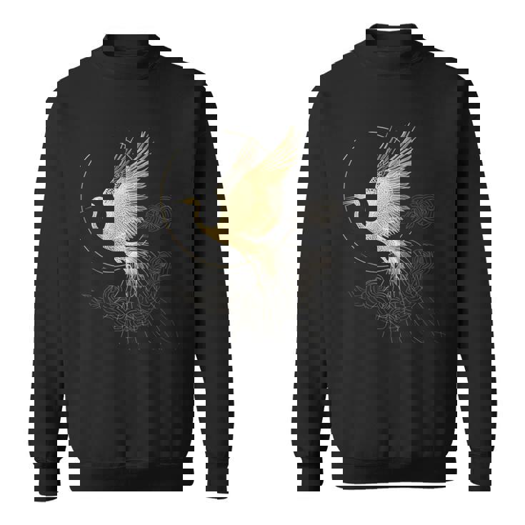 エレガントな鶴 アールデコ デザイン 優雅な鳥 スウェットシャツ