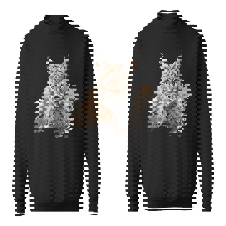 オイル スケッチ ワイルドライフ ボブキャット オレンジ ボブキャット スウェットシャツ