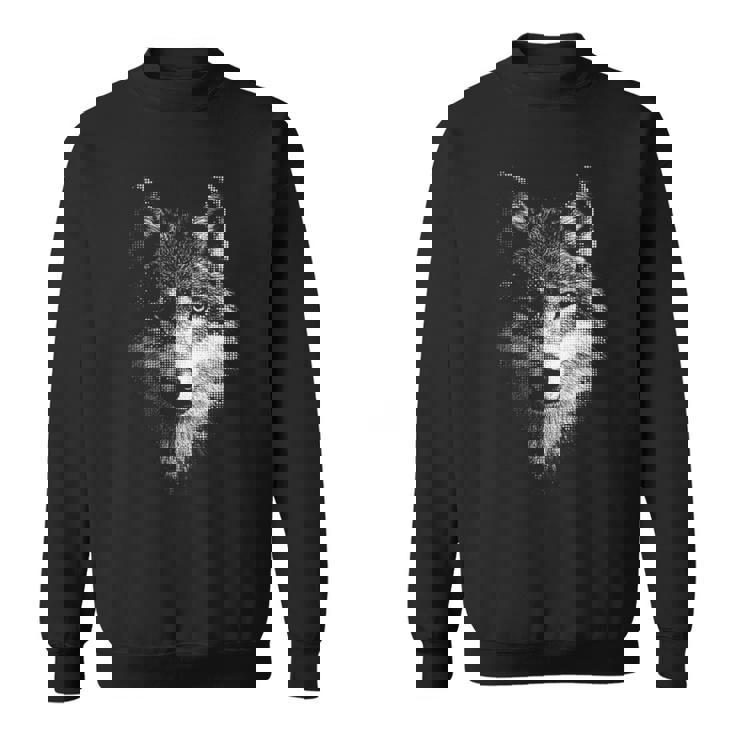 オオカミ 動物 モチーフ アート オオカミ 長袖tシャツ スウェットシャツ