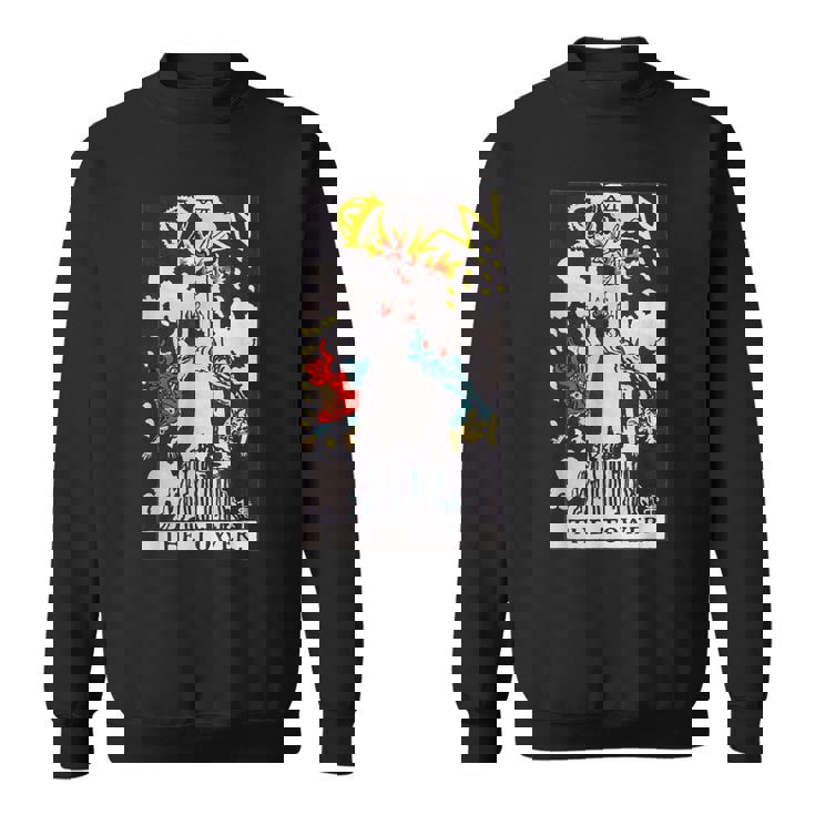 オリジナルのrider Waite Deckからのタワービンテージタロットカード スウェットシャツ