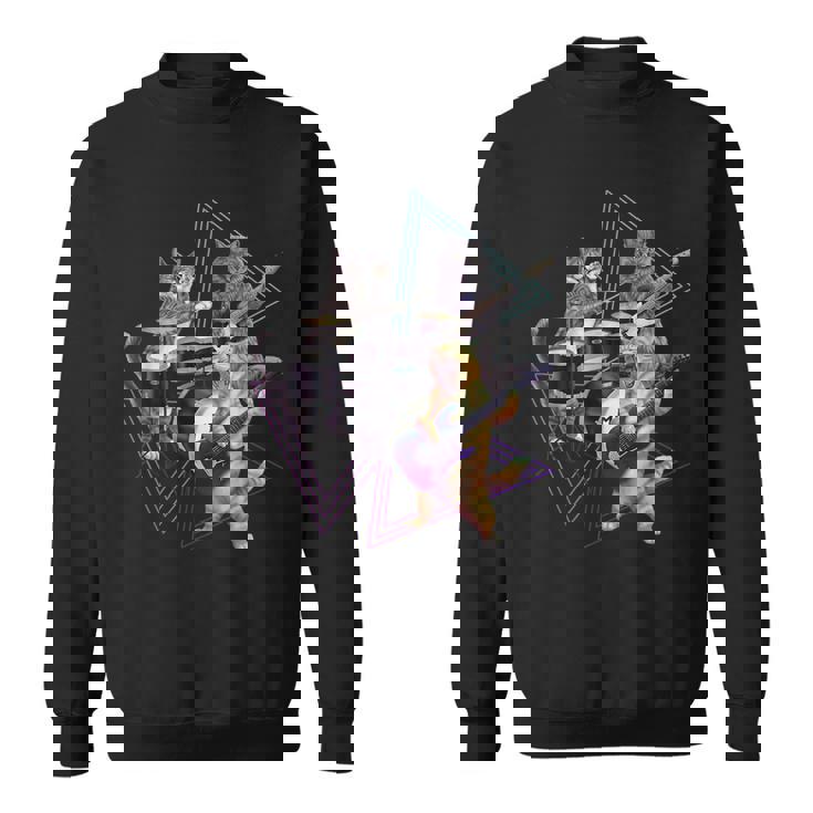 キャットバンド-ベース、ギター、ドラムセットのロックキティ スウェットシャツ