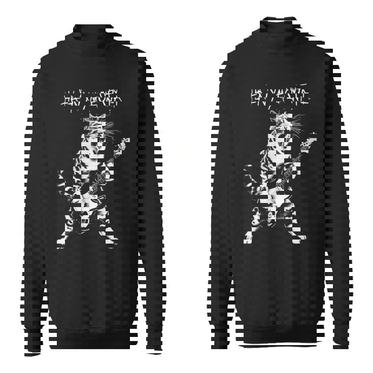 ギターを弾くクールな猫、ヘビーな「Meowtal」メタルパンクロックファン。 スウェットシャツ