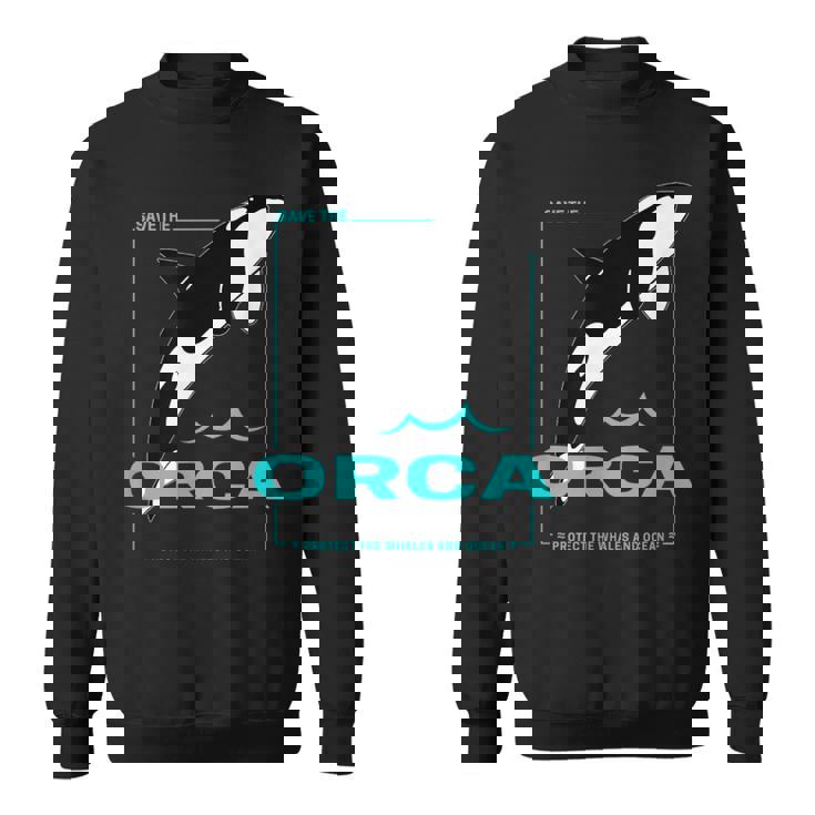 クジラと海を守るシャチ レトロなシャチのデザイン スウェットシャツ