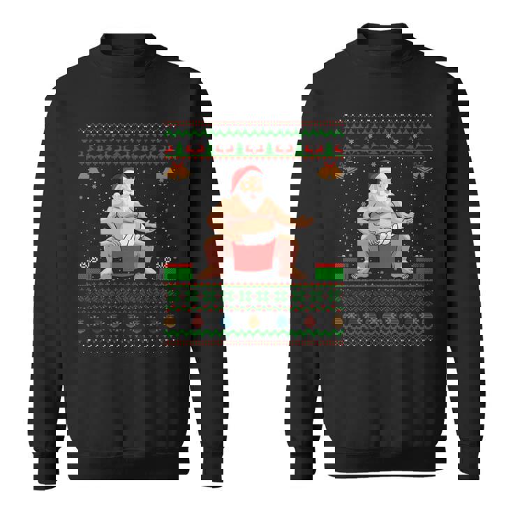 クリスマスセータースタイル サンタ相撲 アグリークリスマス 長袖tシャツ スウェットシャツ