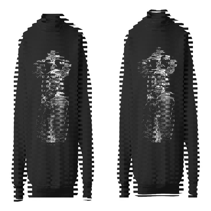 クール 牛 飲む アイスコーヒー 面白い 動物 ミーム Y2k グランジ スウェットシャツ