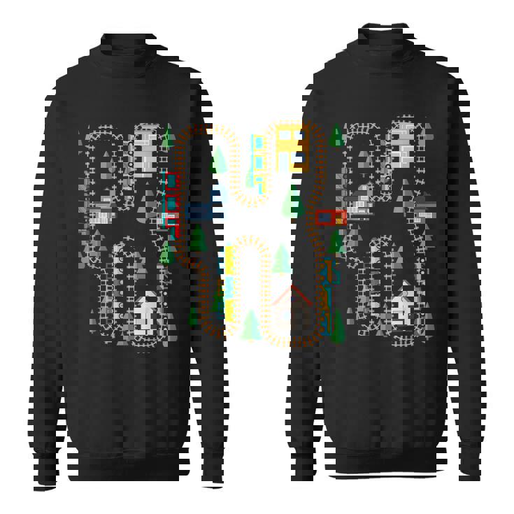 クールなプレイマット 電車線路 かわいい機関車 幼児 スウェットシャツ