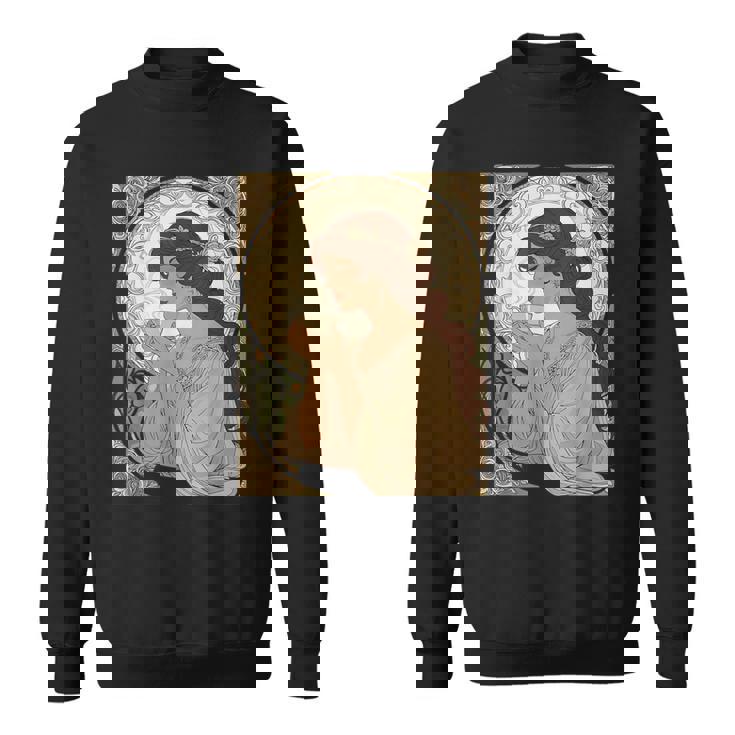 コーヒー好きのミュシャ風のアールヌーボー スウェットシャツ