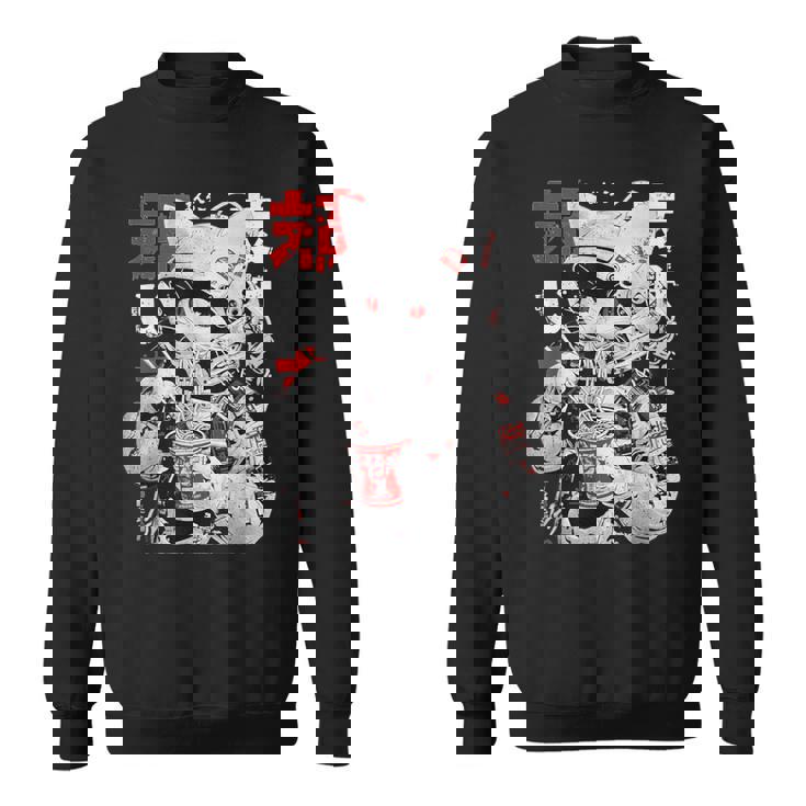 サイバーパンク 宇宙 猫ラーメン 日本のストリートウェア スウェットシャツ