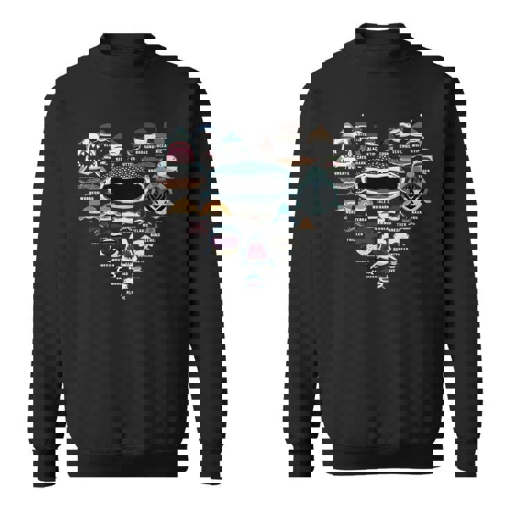 サメの識別 サメの顔 サメのハート 長袖tシャツ スウェットシャツ