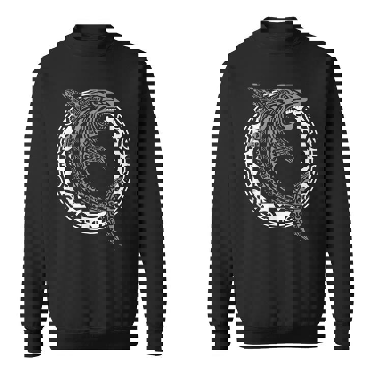 サメの魚のシンボル ハカ文化 マオリ族のパターン スウェットシャツ