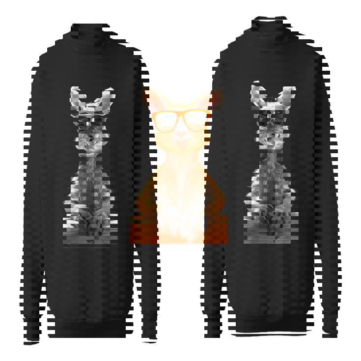 サングラスをかけたカンガルー オーストラリア アウトバック かわいい カンガルー スウェットシャツ