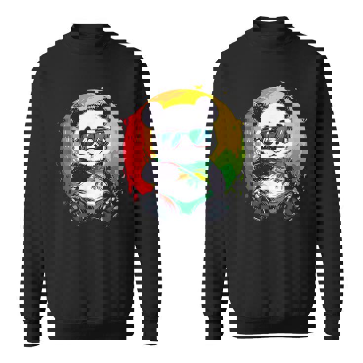 サングラス付きパンダ ラスタカラー スウェットシャツ