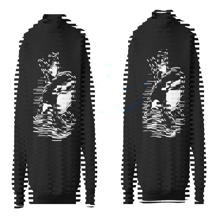 シャチに乗る猫 ファニー スウェットシャツ