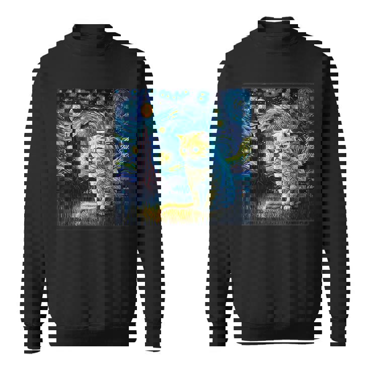 シュールレアリスム 星月夜 エキゾチック ショートヘア 猫 スウェットシャツ