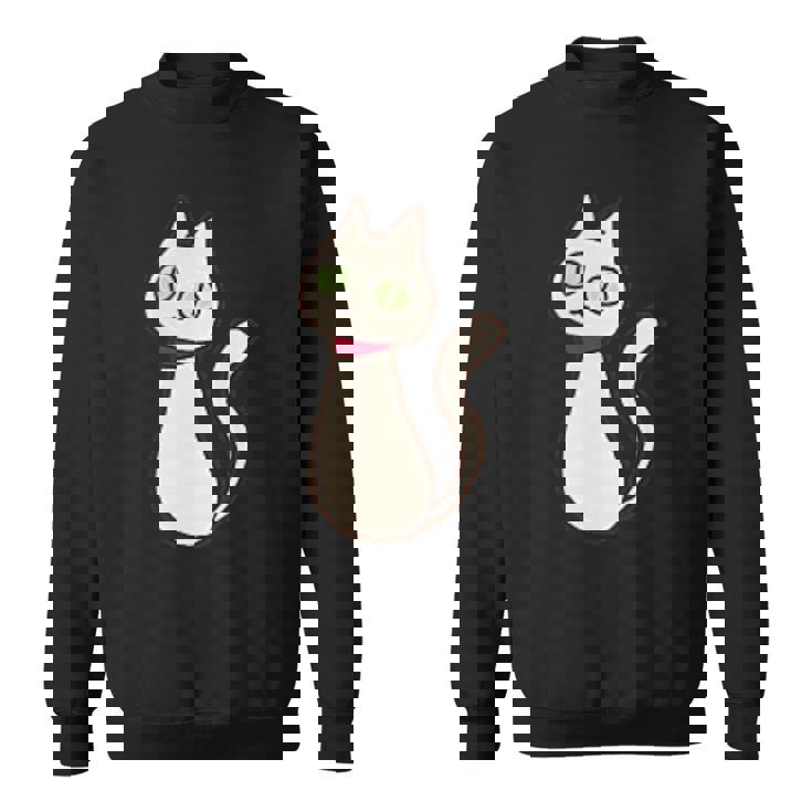 シロネコ 胸にワンポイント 落書き風 おもしろ スウェットシャツ